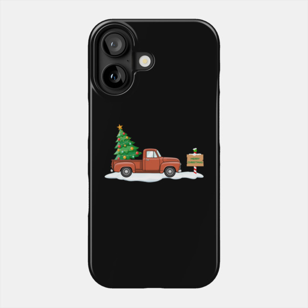 Vintage Christmas Truck with Tree Phone Case by Creatifly Graphic Tees