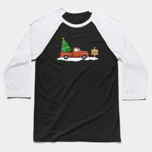 Vintage Christmas Truck with Tree Baseball T-Shirt