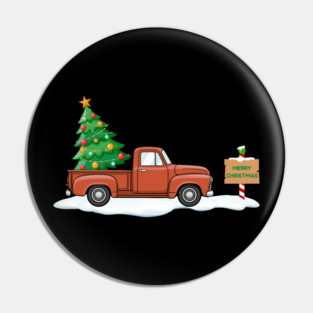 Vintage Christmas Truck with Tree Pin
