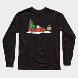 Vintage Christmas Truck with Tree Long Sleeve T-Shirt