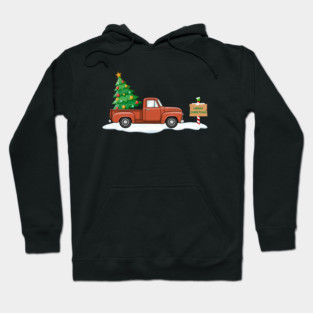 Vintage Christmas Truck with Tree Hoodie