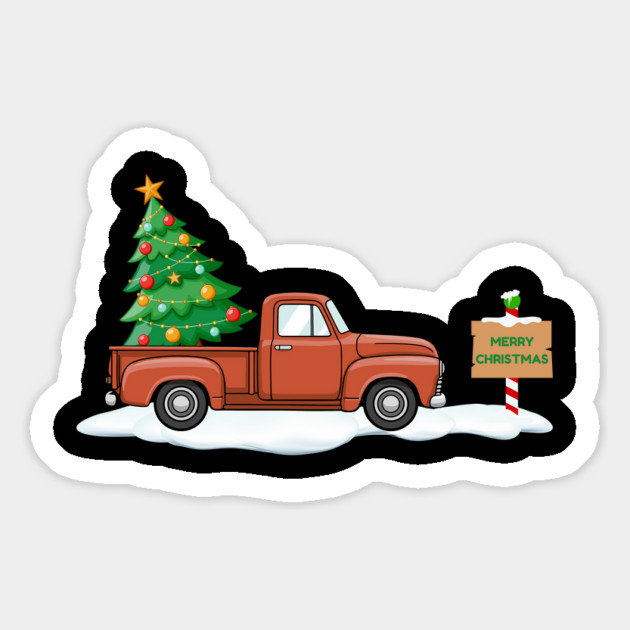 Vintage Christmas Truck with Tree Magnet by Creatifly Graphic Tees