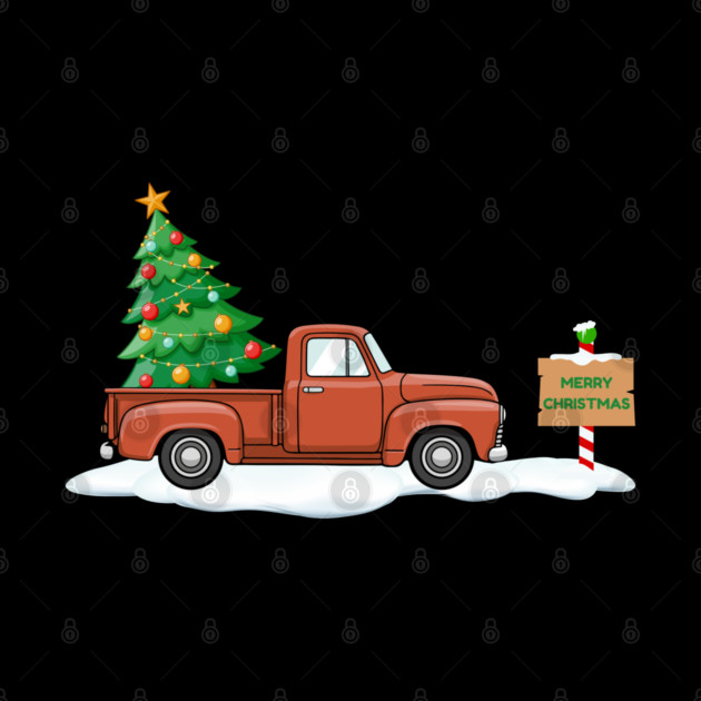 Vintage Christmas Truck with Tree by Creatifly Graphic Tees