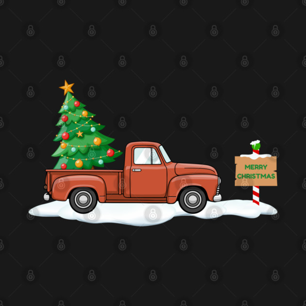 Vintage Christmas Truck with Tree by Creatifly Graphic Tees