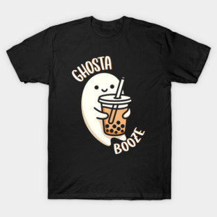 GHOSTA Booze – Silly Boozy Bubble Tea Halloween Fun T-Shirt