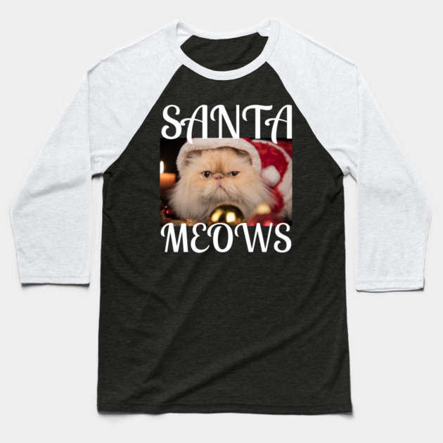 Santa Meows Baseball T-Shirt by Demian Stipatio