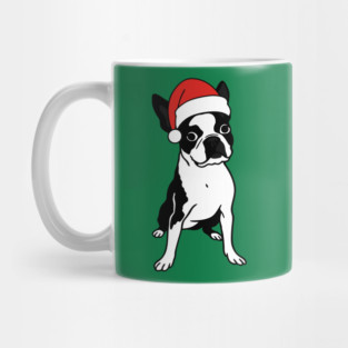 Christmas Santa Boston Terrier Dog With Hat Mug
