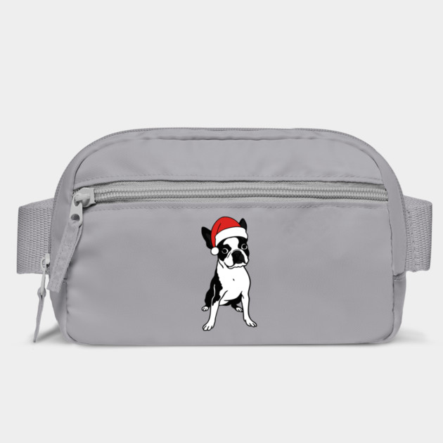 Christmas Santa Boston Terrier Dog With Hat by DonWillisJrArt