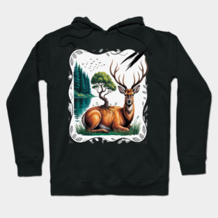 Earth Spirit Stag Forest Guardian Wildlife Hoodie