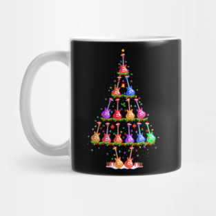 Guitar Christmas Tree Lights Funny Xmas Mug