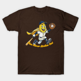 Funny Banana Baseball Mascot Cartoon Sports T-Shirt