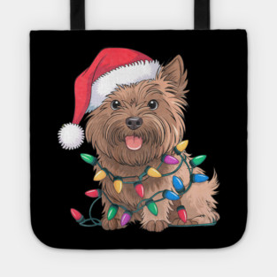Cairn Terrier Christmas Lights Xmas Dogs Tote