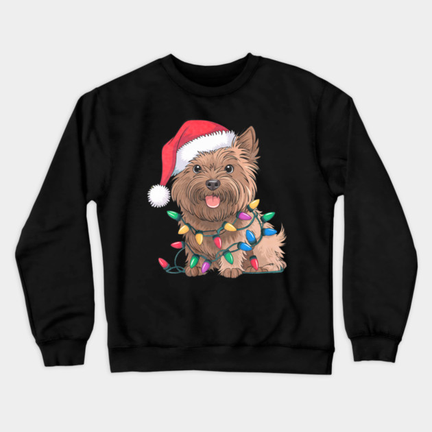 Cairn Terrier Christmas Lights Xmas Dogs Crewneck Sweatshirt by yangho