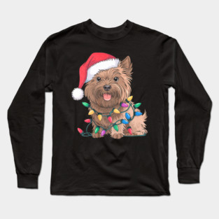 Cairn Terrier Christmas Lights Xmas Dogs Long Sleeve T-Shirt