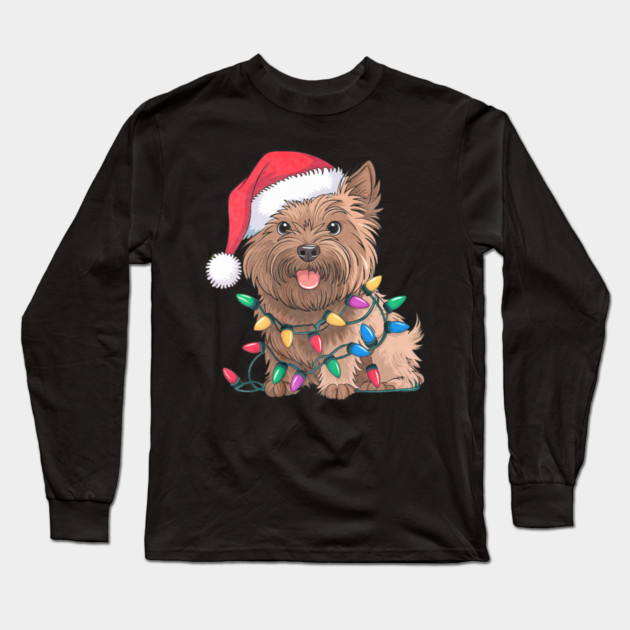 Cairn Terrier Christmas Lights Xmas Dogs Long Sleeve T-Shirt by yangho