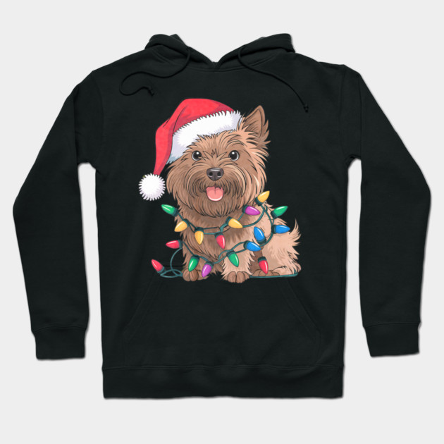 Cairn Terrier Christmas Lights Xmas Dogs Hoodie by yangho
