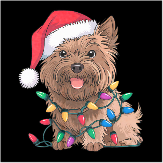 Cairn Terrier Christmas Lights Xmas Dogs Wall Art by yangho