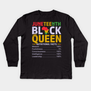 Black Queen Facts, Juneteenth, Black History Kids Long Sleeve T-Shirt