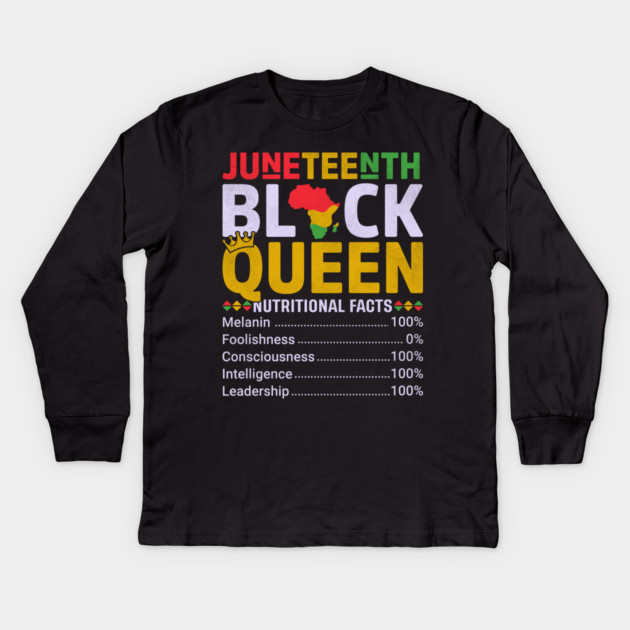 Black Queen Facts, Juneteenth, Black History Kids Long Sleeve T-Shirt by UrbanLifeApparel