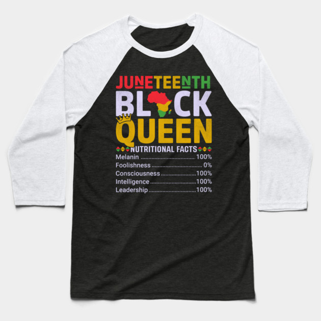 Black Queen Facts, Juneteenth, Black History Baseball T-Shirt by UrbanLifeApparel
