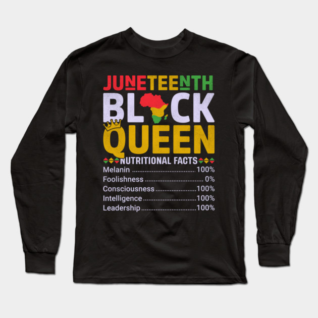 Black Queen Facts, Juneteenth, Black History Long Sleeve T-Shirt by UrbanLifeApparel