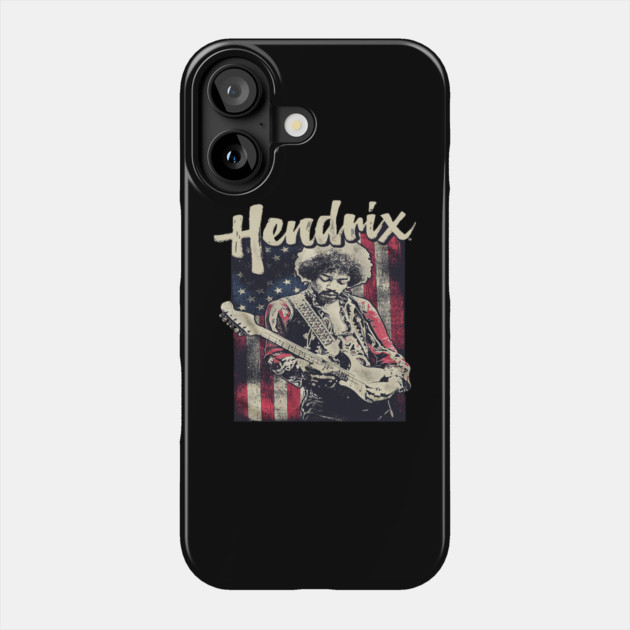 Hendrix Vintage Rock Guitarist – Retro Psychedelic Phone Case by James Bates