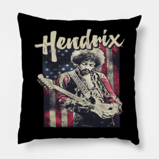 Hendrix Vintage Rock Guitarist – Retro Psychedelic Pillow