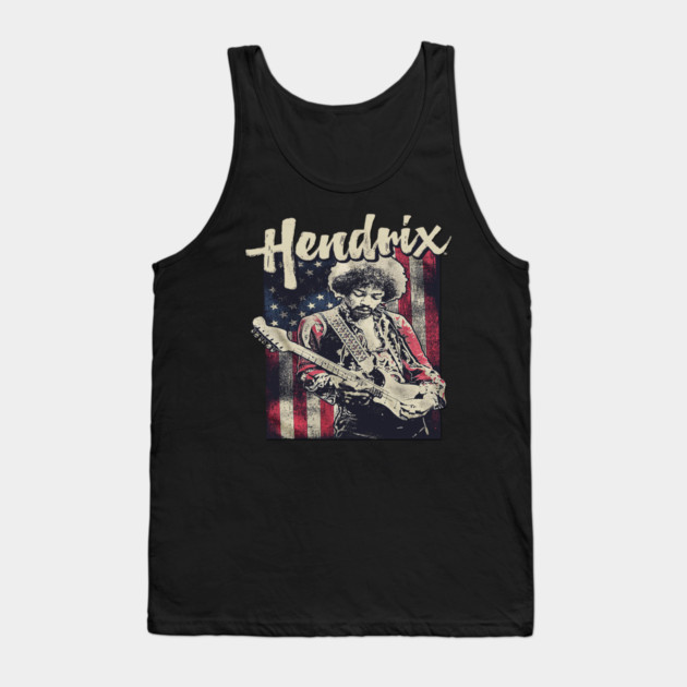 Hendrix Vintage Rock Guitarist – Retro Psychedelic Tank Top by James Bates