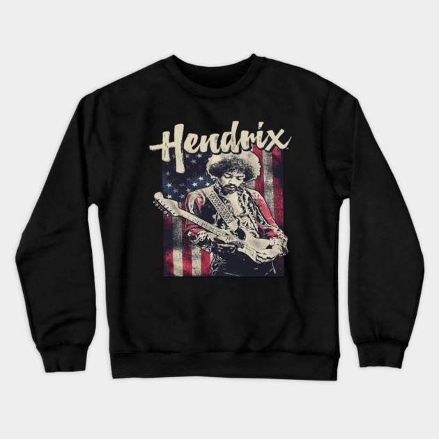 Hendrix Vintage Rock Guitarist – Retro Psychedelic Crewneck Sweatshirt by James Bates