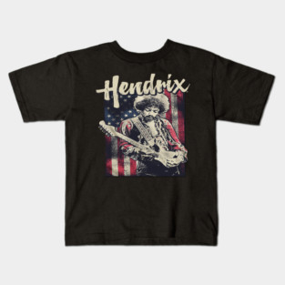 Hendrix Vintage Rock Guitarist – Retro Psychedelic Kids T-Shirt