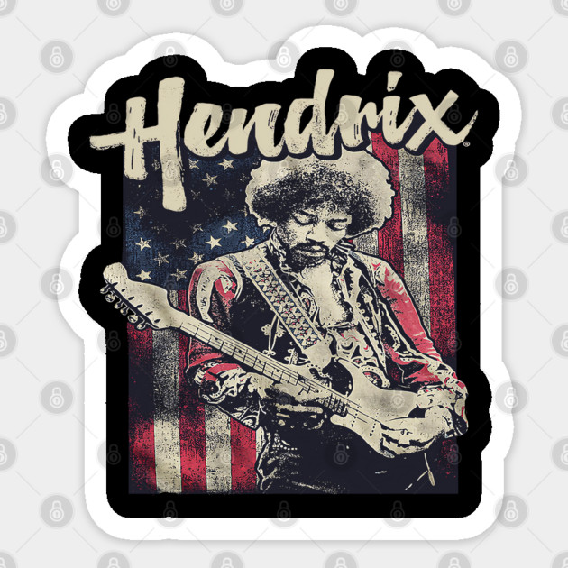 Hendrix Vintage Rock Guitarist – Retro Psychedelic Sticker by James Bates