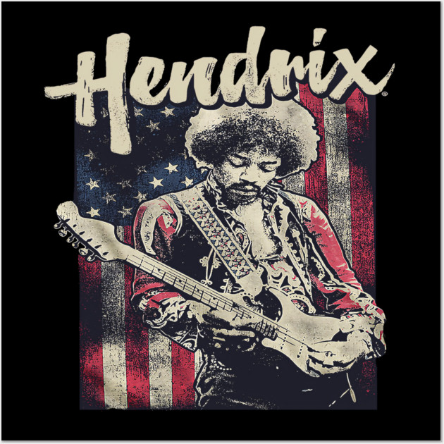 Hendrix Vintage Rock Guitarist – Retro Psychedelic Wall Art by James Bates