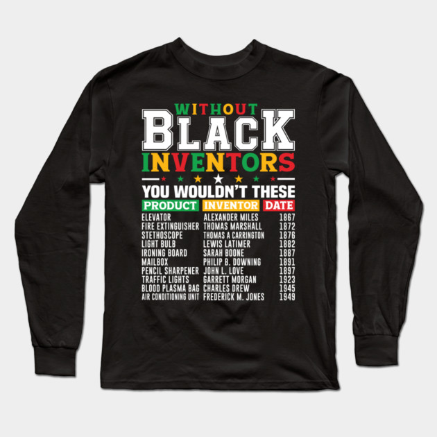 Black Inventors Long Sleeve T-Shirt by UrbanLifeApparel
