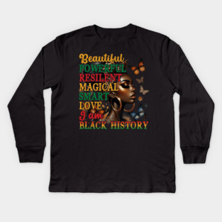 Beautiful Black Woman Kids Long Sleeve T-Shirt