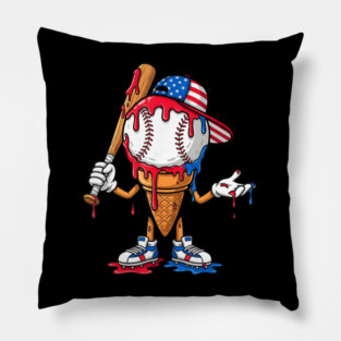 Baseball Lifestyle Cool Drip Character Sport Theme Youth Holiday Design Pillow