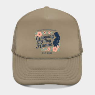 Women Pregnancy Announcement Maternity Growing A Tiny Human Floral Graphic Gender Reveal Ideas Hat