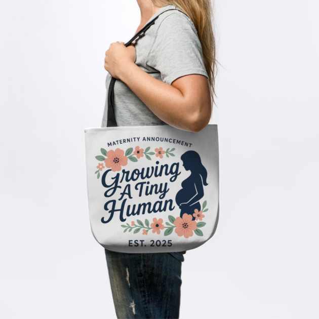 Women Pregnancy Announcement Maternity Growing A Tiny Human Floral Graphic Gender Reveal Ideas by Customer's Store 1
