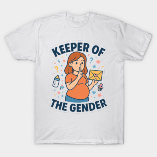 Keeper of The Gender Women Gender Reveal Ideas Funny Pregnancy Announcement for Maternity Mom T-Shirt