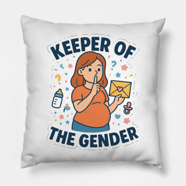 Keeper of The Gender Women Gender Reveal Ideas Funny Pregnancy Announcement for Maternity Mom Pillow by Customer's Store 1