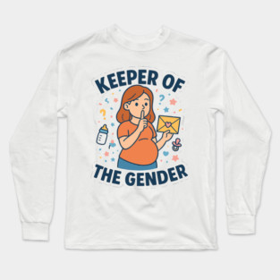 Keeper of The Gender Women Gender Reveal Ideas Funny Pregnancy Announcement for Maternity Mom Long Sleeve T-Shirt
