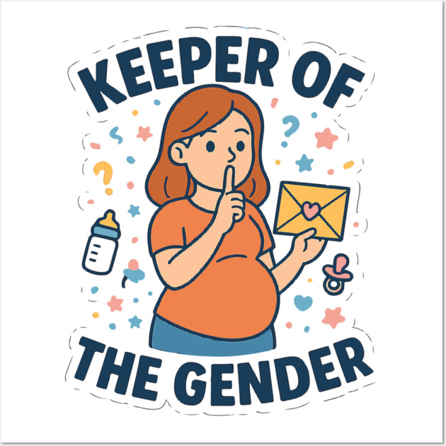 Keeper of The Gender Women Gender Reveal Ideas Funny Pregnancy Announcement for Maternity Mom Wall Art by Customer's Store 1