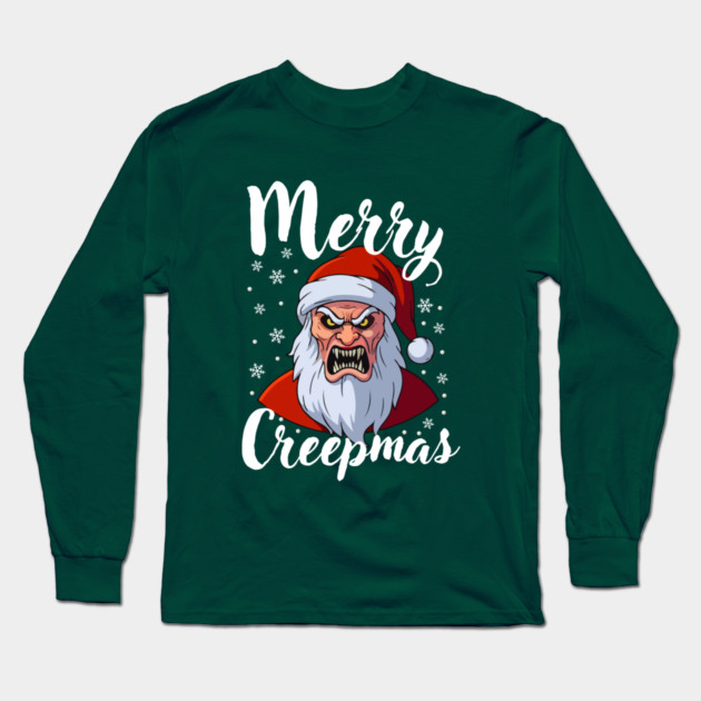 Menacing Santa with Snowflakes - Creepy Christmas Holiday Long Sleeve T-Shirt by Creatifly Graphic Tees