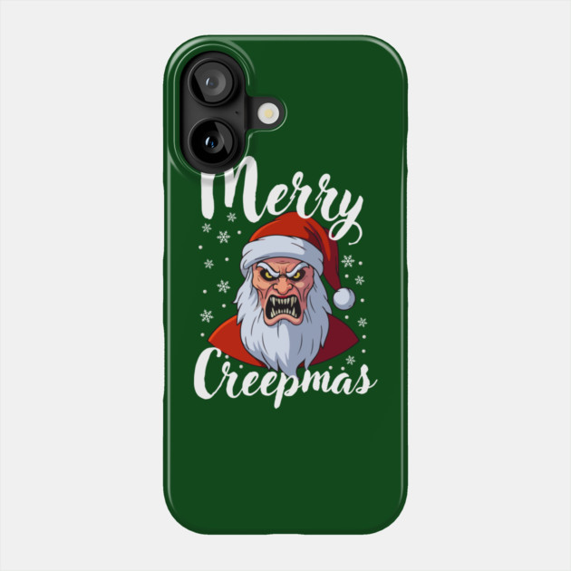 Menacing Santa with Snowflakes - Creepy Christmas Holiday Phone Case by Creatifly Graphic Tees