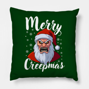 Menacing Santa with Snowflakes - Creepy Christmas Holiday Pillow
