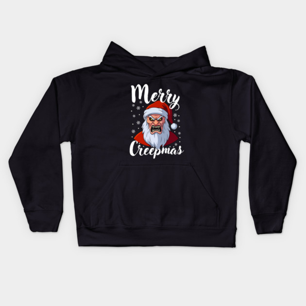 Menacing Santa with Snowflakes - Creepy Christmas Holiday Kids Hoodie by Creatifly Graphic Tees