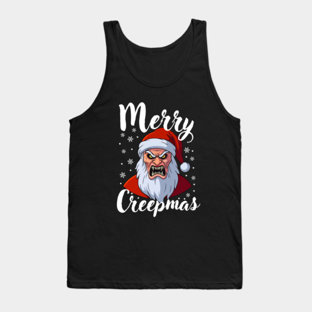 Menacing Santa with Snowflakes - Creepy Christmas Holiday Tank Top by Creatifly Graphic Tees