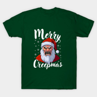 Menacing Santa with Snowflakes - Creepy Christmas Holiday T-Shirt