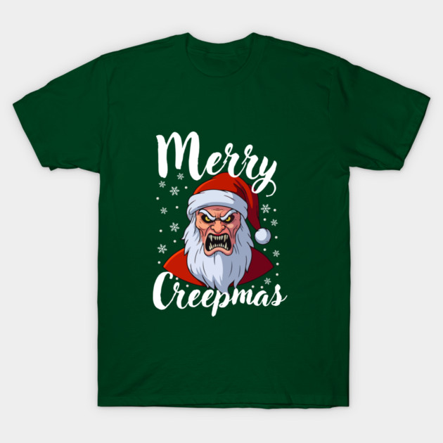 Menacing Santa with Snowflakes - Creepy Christmas Holiday T-Shirt by Creatifly Graphic Tees