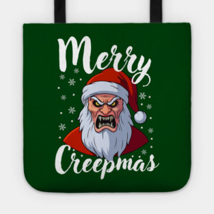 Menacing Santa with Snowflakes - Creepy Christmas Holiday Tote