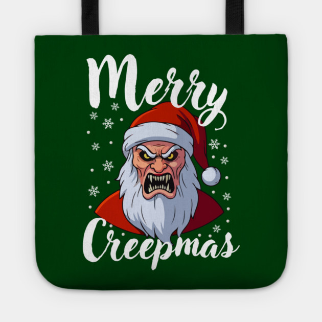 Menacing Santa with Snowflakes - Creepy Christmas Holiday Tote by Creatifly Graphic Tees